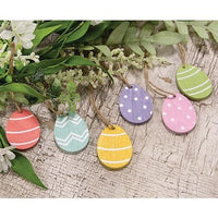 6 Set Wooden Easter Egg Ornaments - The Fox Decor
