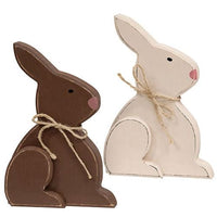 Thumbnail for Large Distressed Wooden Chunky Sitting Bunny 2 Asstd - The Fox Decor