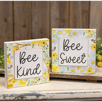 Thumbnail for Bee Sweet Bee Kind Layered Bee & Floral Box Sign 2 Asstd