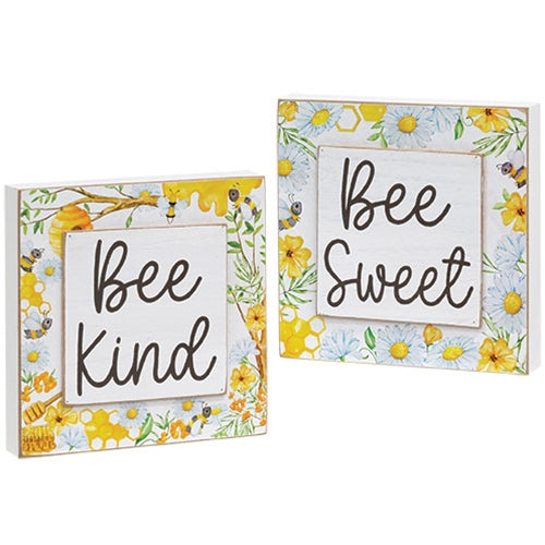 Bee Sweet Bee Kind Layered Bee & Floral Box Sign 2 Asstd