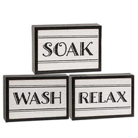Black & White Bath Words Box Sign 3 Asstd - The Fox Decor