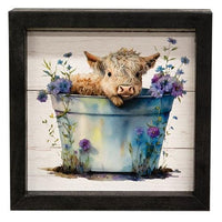 Baby Highland in a Bucket Shadowbox Frame - The Fox Decor