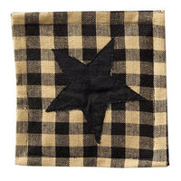 4 Set Black & Tan Star Applique Square Coasters - The Fox Decor