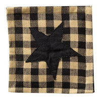 Thumbnail for 4 Set Black & Tan Star Applique Square Coasters