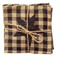 4 Set Black & Tan Star Applique Square Coasters - The Fox Decor