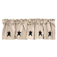 Farmhouse Star Patch Applique Valance - The Fox Decor