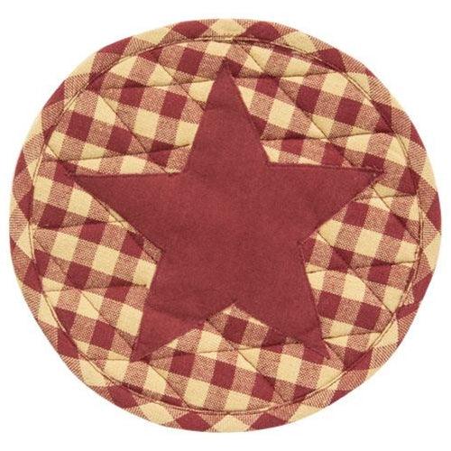 Burgundy Check Star Applique Trivet - The Fox Decor