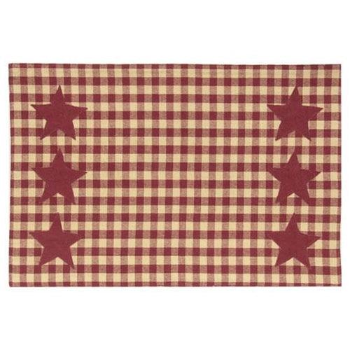 Burgundy & Tan Check Star Applique Placemat - The Fox Decor