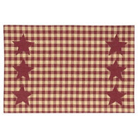 Burgundy & Tan Check Star Applique Placemat - The Fox Decor