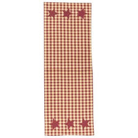 Burgundy & Tan Check Star Applique Short Runner - The Fox Decor