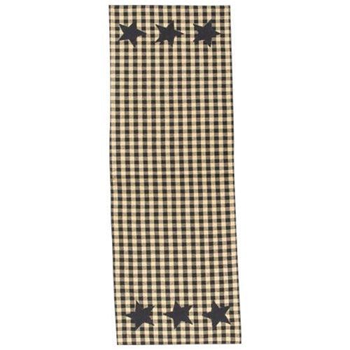 Black & Tan Check Star Applique Short Runner - The Fox Decor