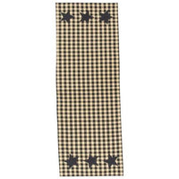 Black & Tan Check Star Applique Short Runner - The Fox Decor