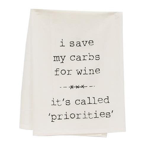 I Save My Carbs For Wine Dish Towel - The Fox Decor