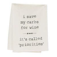 I Save My Carbs For Wine Dish Towel - The Fox Decor