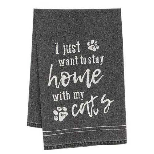 I Just Want To Stay Home With My Cats Dish Towel - The Fox Decor
