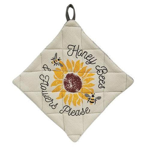 Honey Bees & Flowers Please Pot Holder