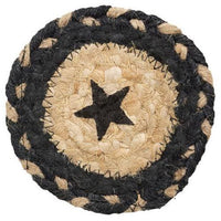 Braided Black Star Jute Coaster - The Fox Decor