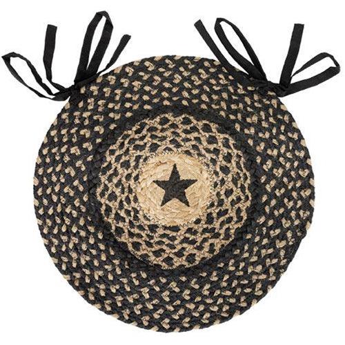 Braided Black Star Jute Chair Pad - The Fox Decor