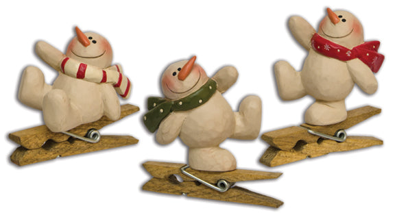 3 Set Snowman Clip Ornaments