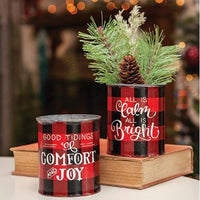 Good Tidings Christmas Buffalo Check Bucket - The Fox Decor