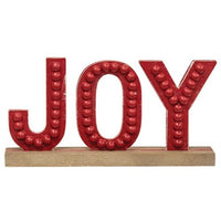 Thumbnail for Distressed Beaded Wooden Joy Sign on Base