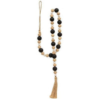 Black Natural White Wooden Bead Garland 34L - The Fox Decor