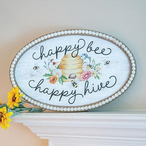Happy Bee Happy Hive Beaded Sign
