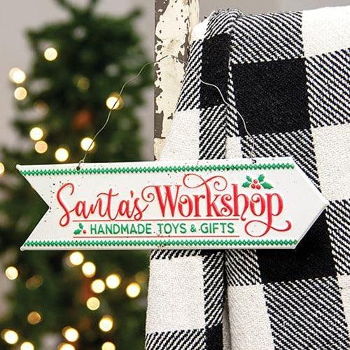 Santa's Workshop Metal Hanging Sign - The Fox Decor