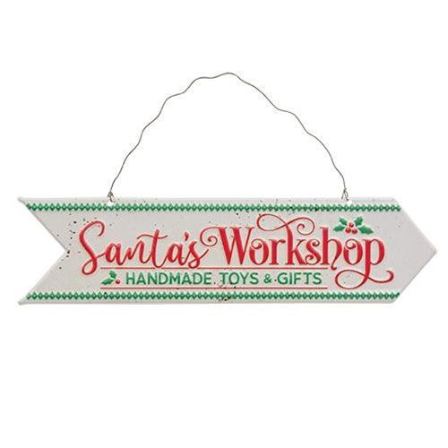 Santa's Workshop Metal Hanging Sign - The Fox Decor