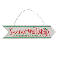 Santa's Workshop Metal Hanging Sign - The Fox Decor