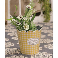 Fresh Garden Flowers Yellow Gingham Bucket - The Fox Decor