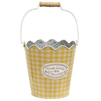 Fresh Garden Flowers Yellow Gingham Bucket - The Fox Decor