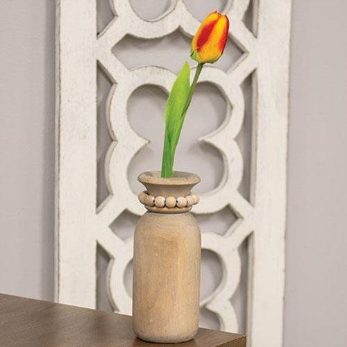 Beaded Wooden Vase Large - The Fox Decor