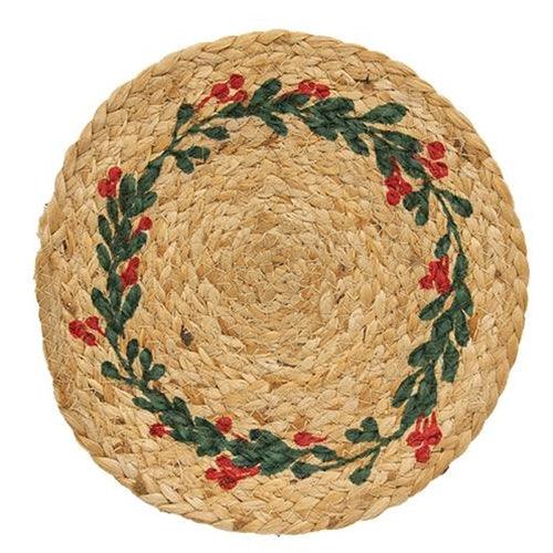 Mistletoe Wreath Jute Trivet