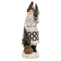 Resin Father Christmas w Trees & Pine Cone Hat - The Fox Decor