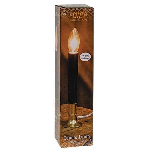 Automatic Timer Candle Lamp Black w Brass Base - The Fox Decor