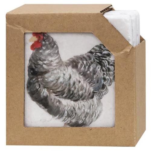 4 Set Chicken Resin Coasters - The Fox Decor