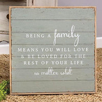 Being A Family Distressed Shiplap Sign - The Fox Decor