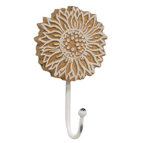 Distressed Wooden Sunflower Coat Hook - The Fox Decor