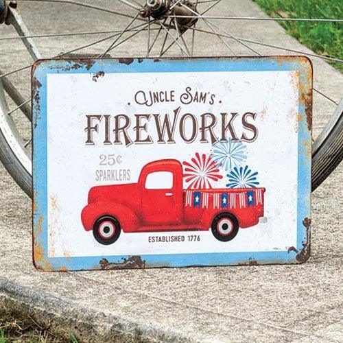 Uncle Sam's Fireworks Truck Rustic Metal Sign - The Fox Decor