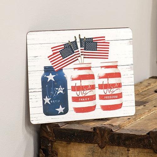 Canning Jar American Flag Rustic Metal Sign - The Fox Decor