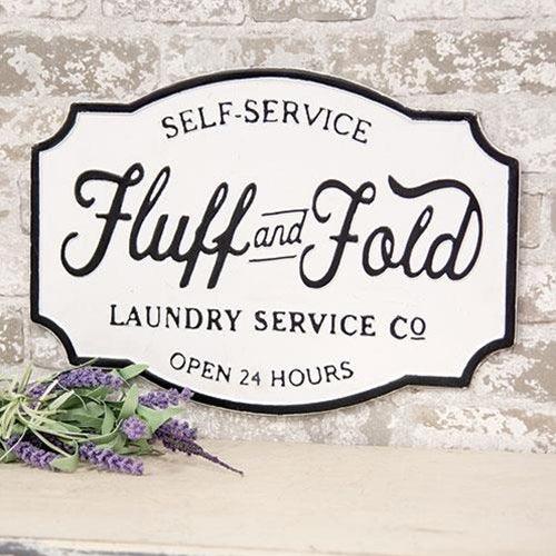 Fluff and Fold Laundry Co Farmhouse Metal Sign - The Fox Decor