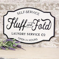 Fluff and Fold Laundry Co Farmhouse Metal Sign - The Fox Decor