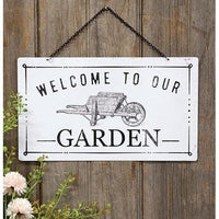 Welcome To Our Garden Metal Hanging Sign - The Fox Decor