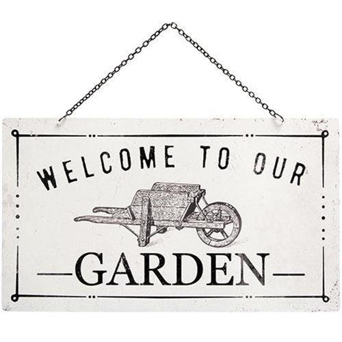 Welcome To Our Garden Metal Hanging Sign - The Fox Decor