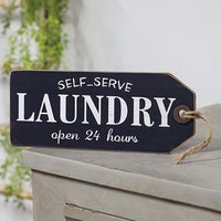 Self Serve Laundry Open 24 Hours Wood Tag - The Fox Decor
