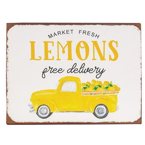 Market Fresh Lemons Truck Distressed Metal Sign - The Fox Decor