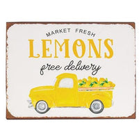 Market Fresh Lemons Truck Distressed Metal Sign - The Fox Decor