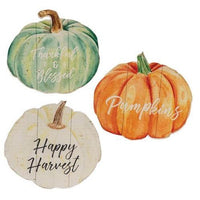 Thumbnail for Fall Watercolor Pumpkin Wood Sign 3 Asstd - The Fox Decor