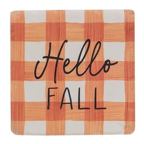 4 Set Fall Gingham Resin Coasters